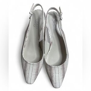 Franco Sarto Snakeskin Slingback Heels - Cream